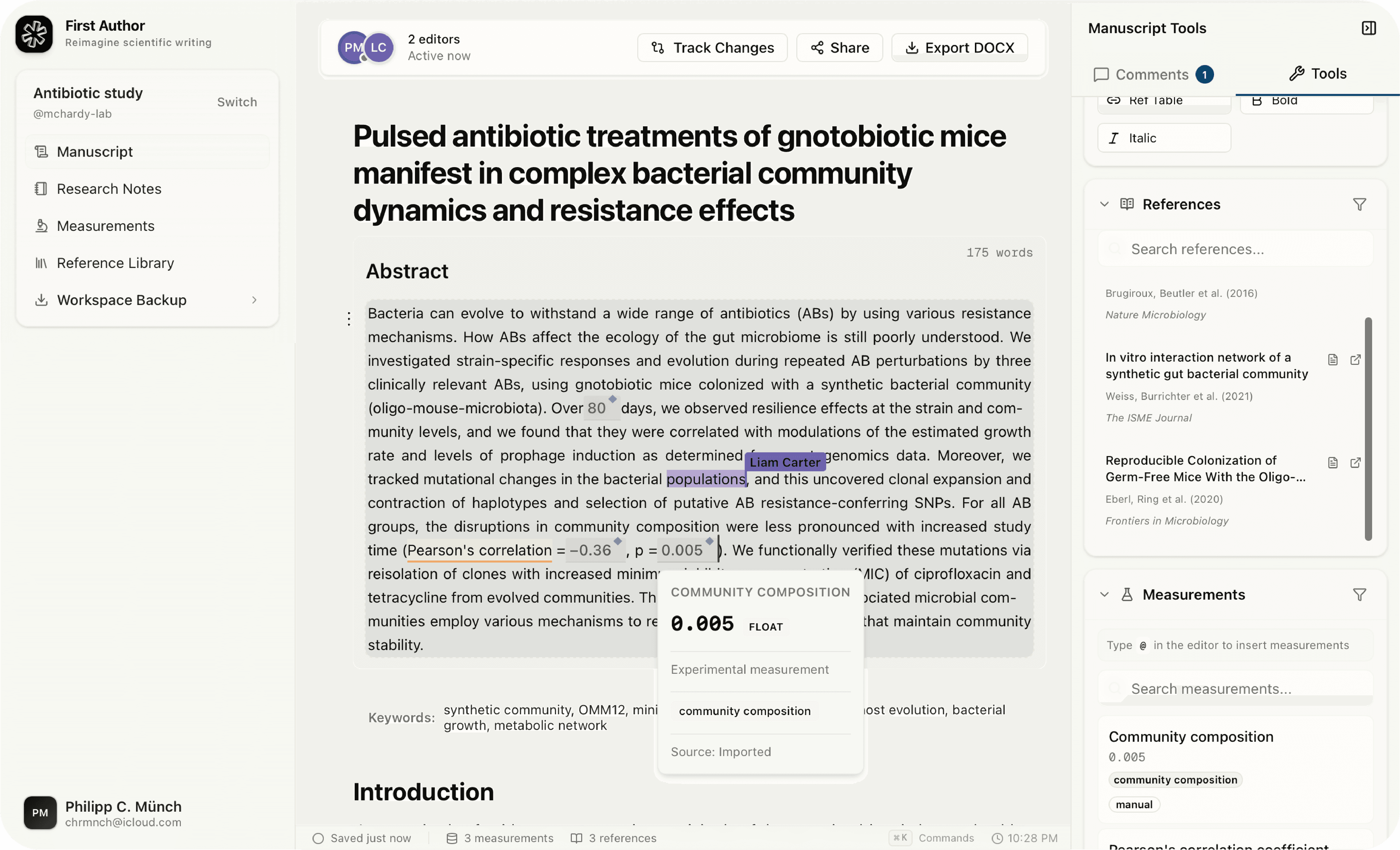 FirstAuthor product screenshot